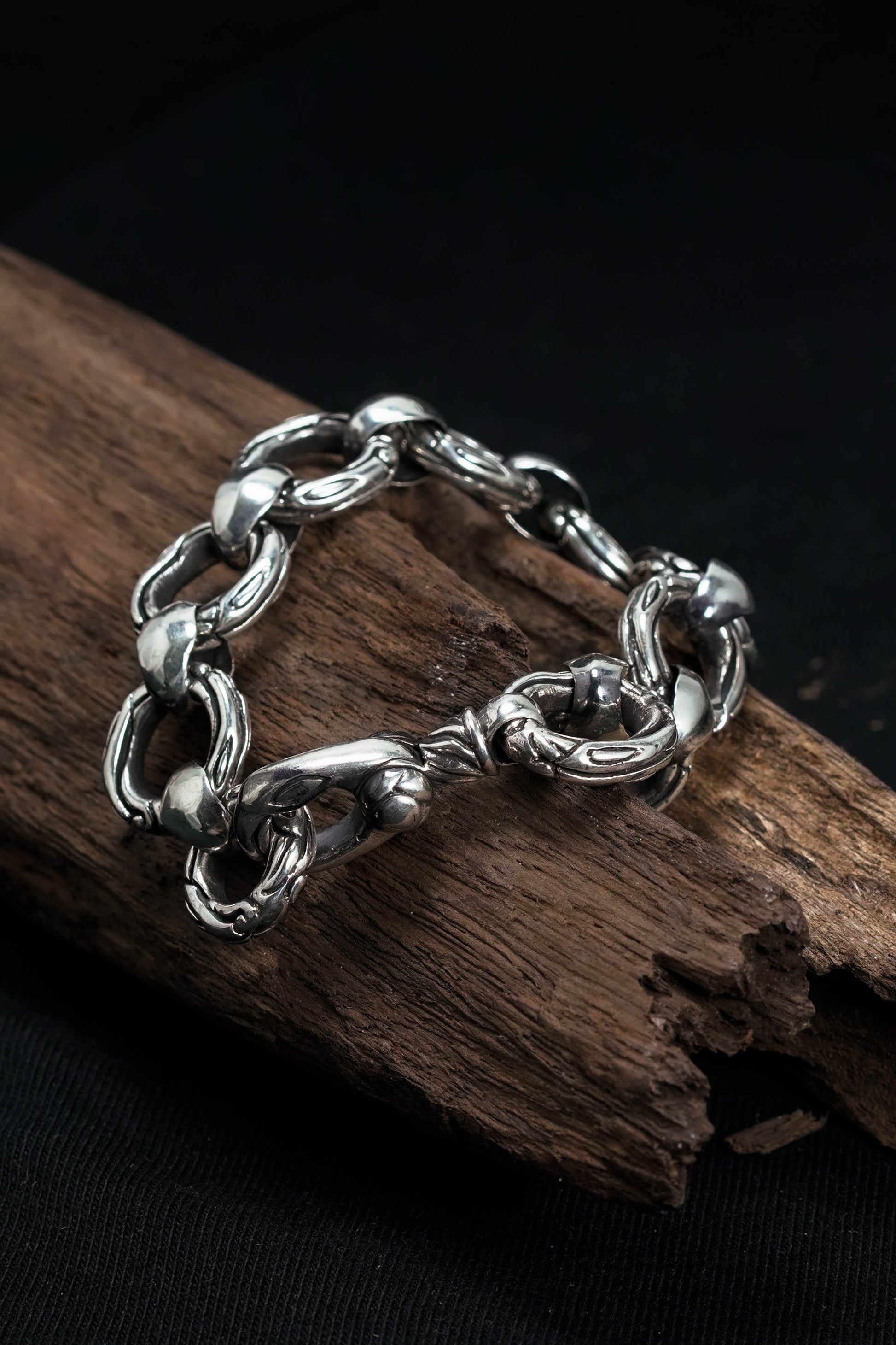 Vintage Sterling Silver Round Chain Link Bracelet