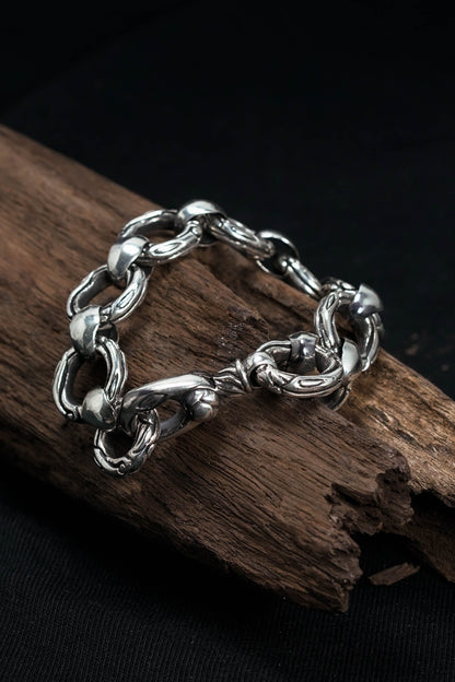 Vintage Sterling Silver Round Chain Link Bracelet