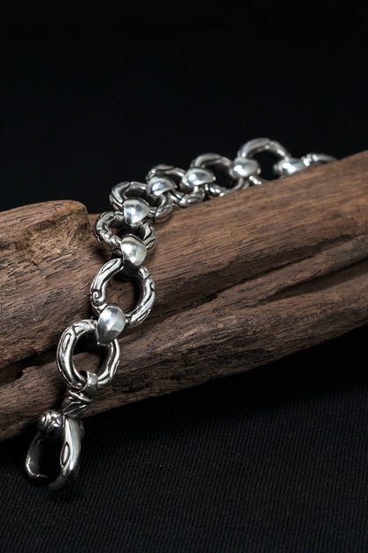 Vintage Sterling Silver Round Chain Link Bracelet