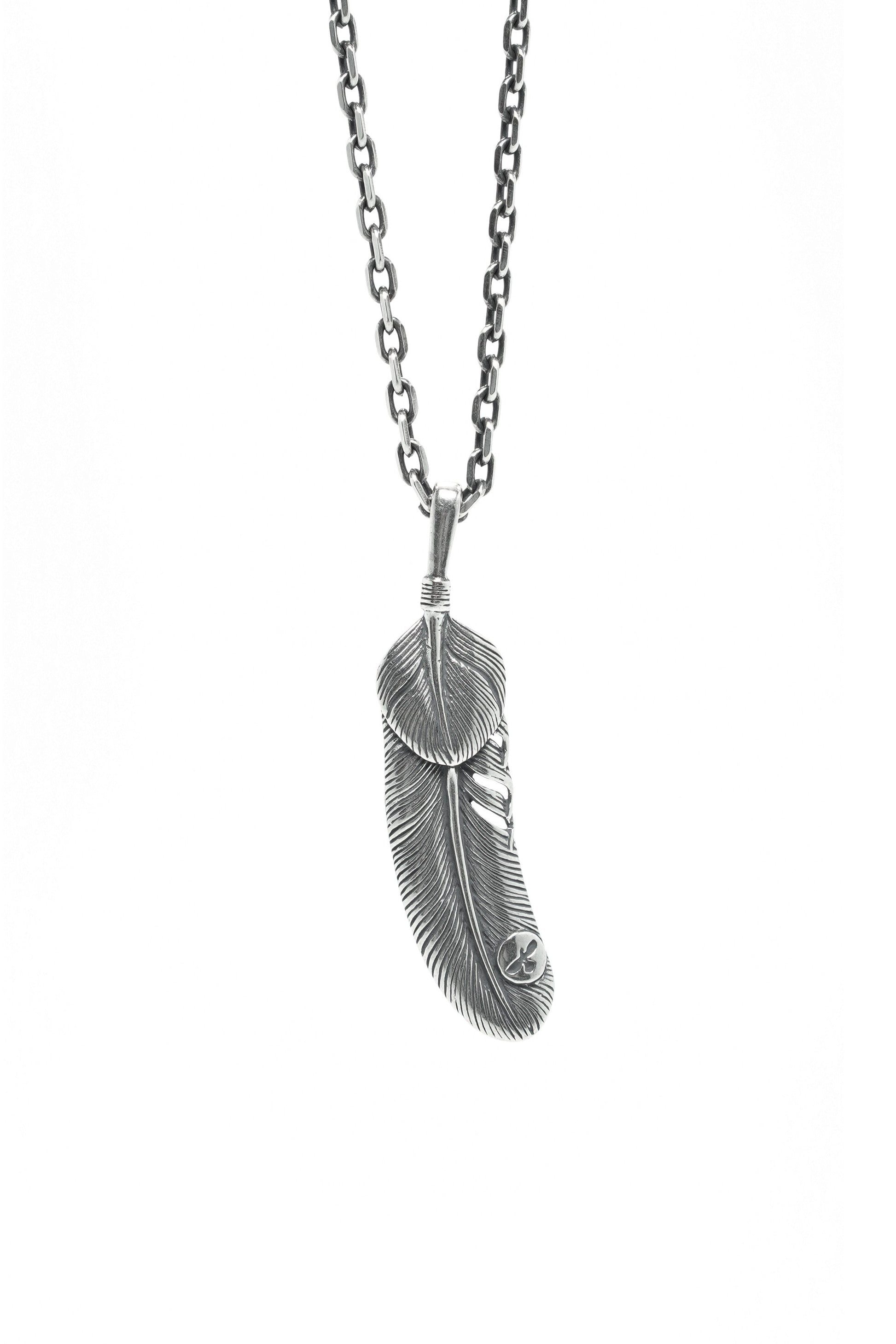 Antique Silver Small Feather Pendant Goro Takahashi