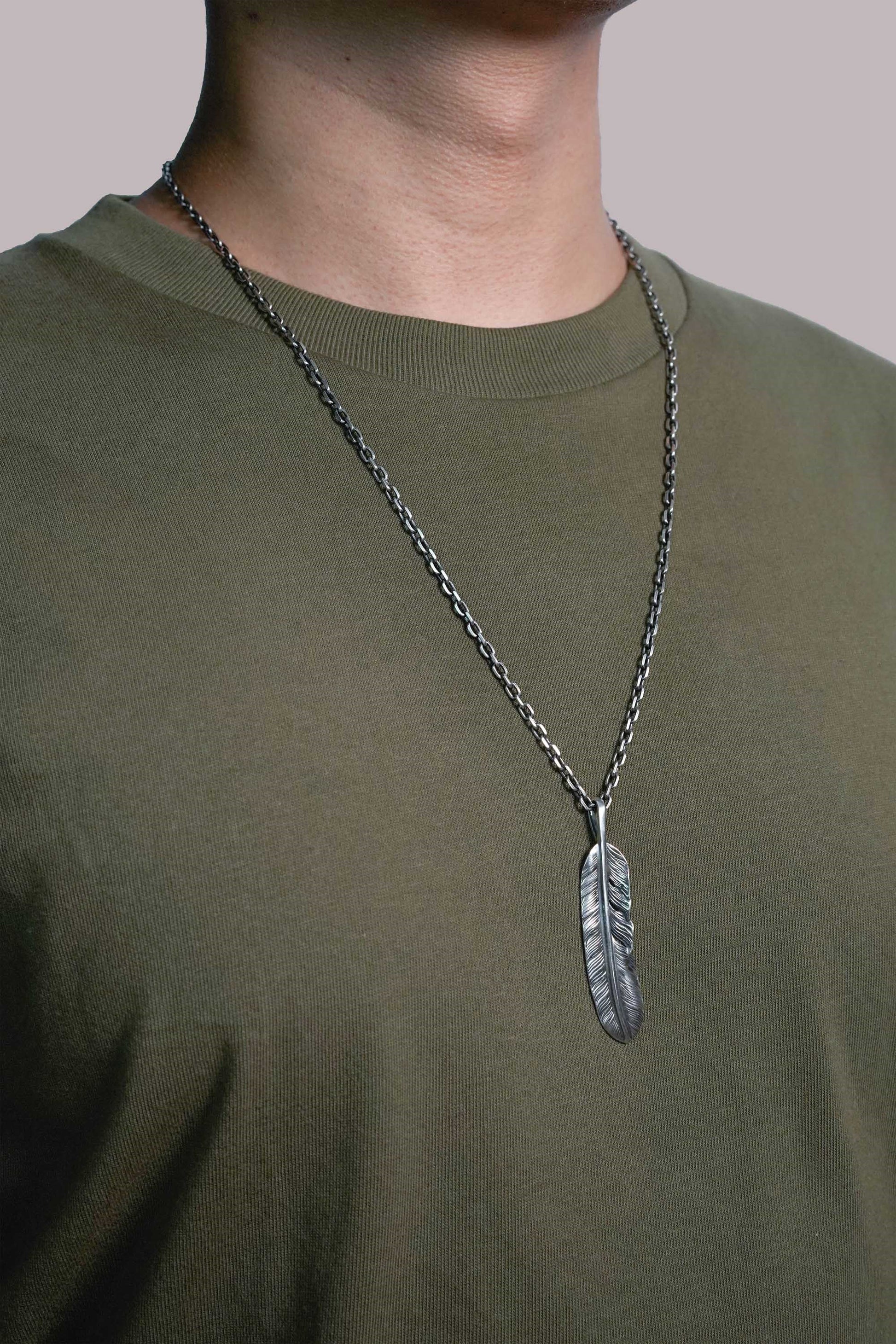 Left Feather Simple Leaf Retro 925 Silver Goro Takahashi Pendant