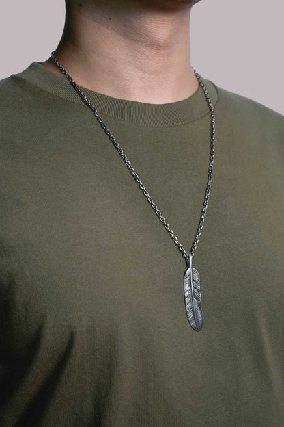 Left Feather Simple Leaf Retro 925 Silver Goro Takahashi Pendant