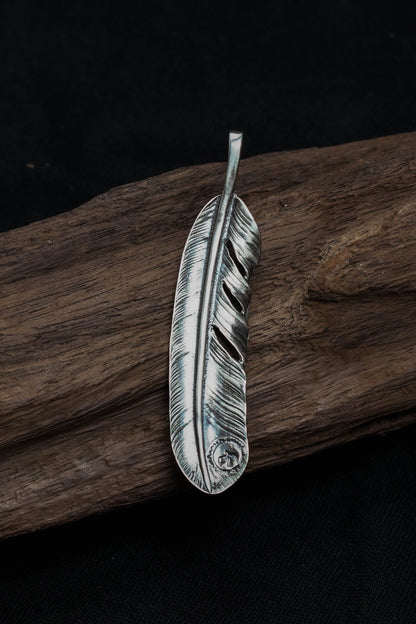 Right Feather Simple Leaf Retro 925 Silver Goro Takahashi Pendant