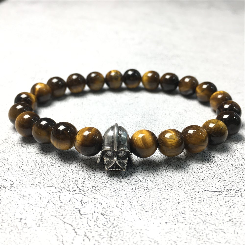 Imperial Darth Vader Charms Tiger Eye Beads Stone Jewellery Elastic Bracelets