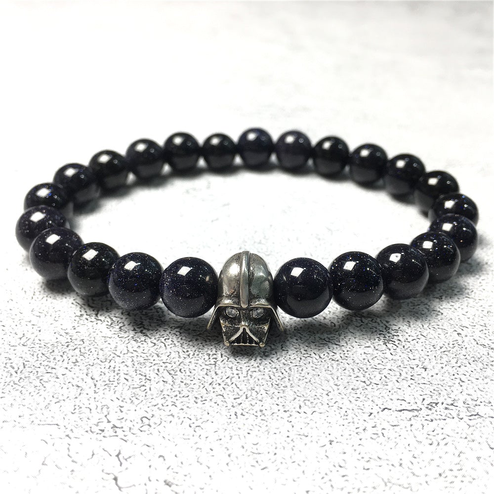 Imperial Darth Vader Charms Blue Sandstone Beads Stone Jewellery Elastic Bracelets