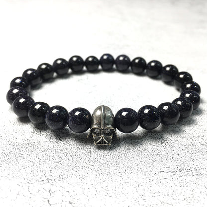 Imperial Darth Vader Charms Blue Sandstone Beads Stone Jewellery Elastic Bracelets