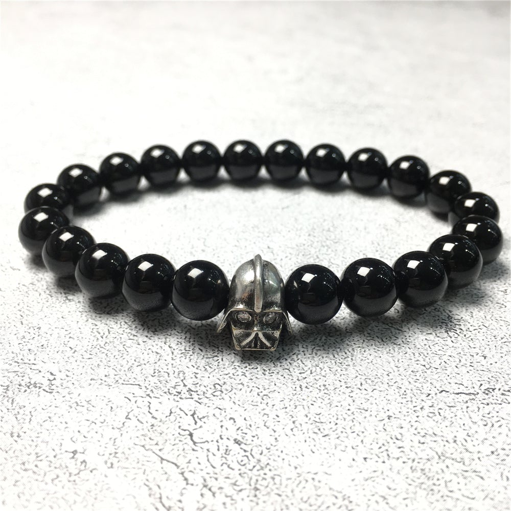 Imperial Darth Vader Charms Black Onyx Beads Stone Jewellery Elastic Bracelets