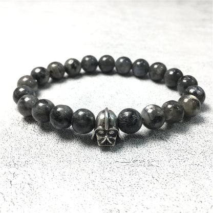 Labradorite Beads Gemstone with Imperial Darth Vader Charms Jewellery Elastic Handmade Bracelets