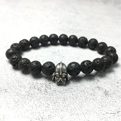 Lava Beads Gemstone with Imperial Darth Vader Charms Jewellery Elastic Handmade Bracelets