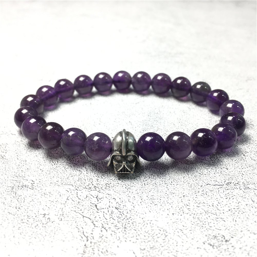 Imperial Darth Vader Charms Amethyst Beads Stone Jewellery Elastic Bracelets