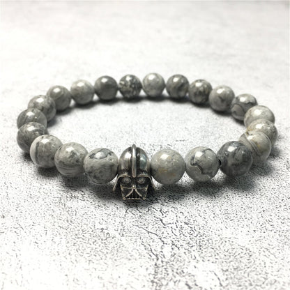Map Stone Beads Gemstone with Imperial Darth Vader Charms Jewellery Elastic Handmade Bracelets