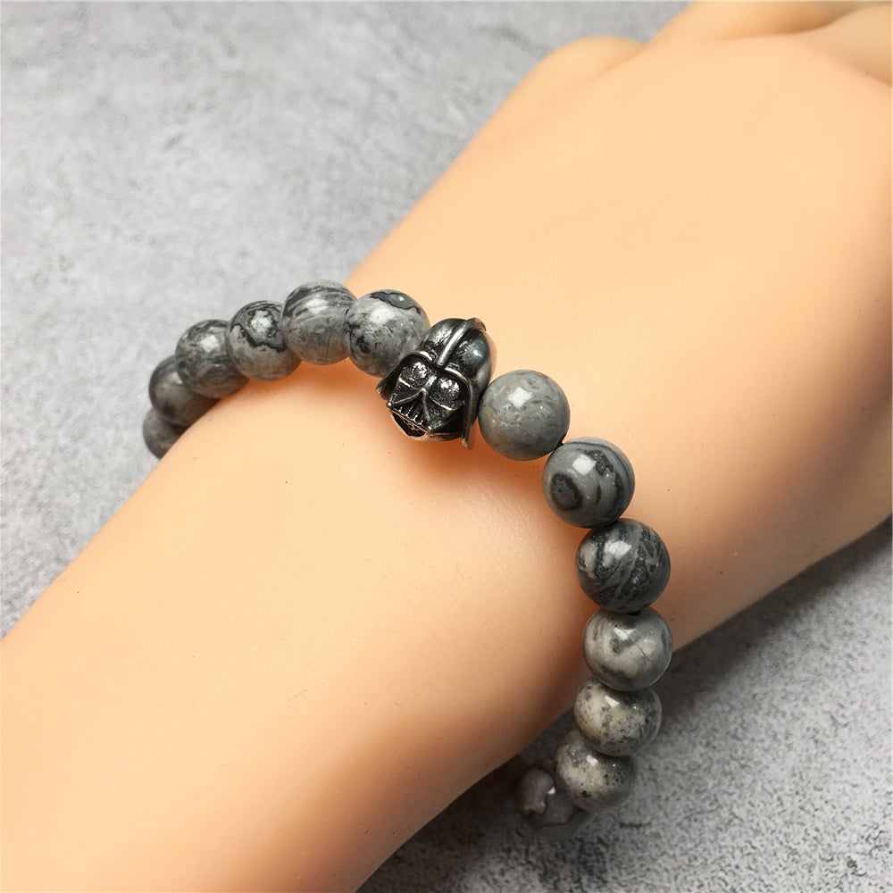 Map Stone Beads Gemstone with Imperial Darth Vader Charms Jewellery Elastic Handmade Bracelets