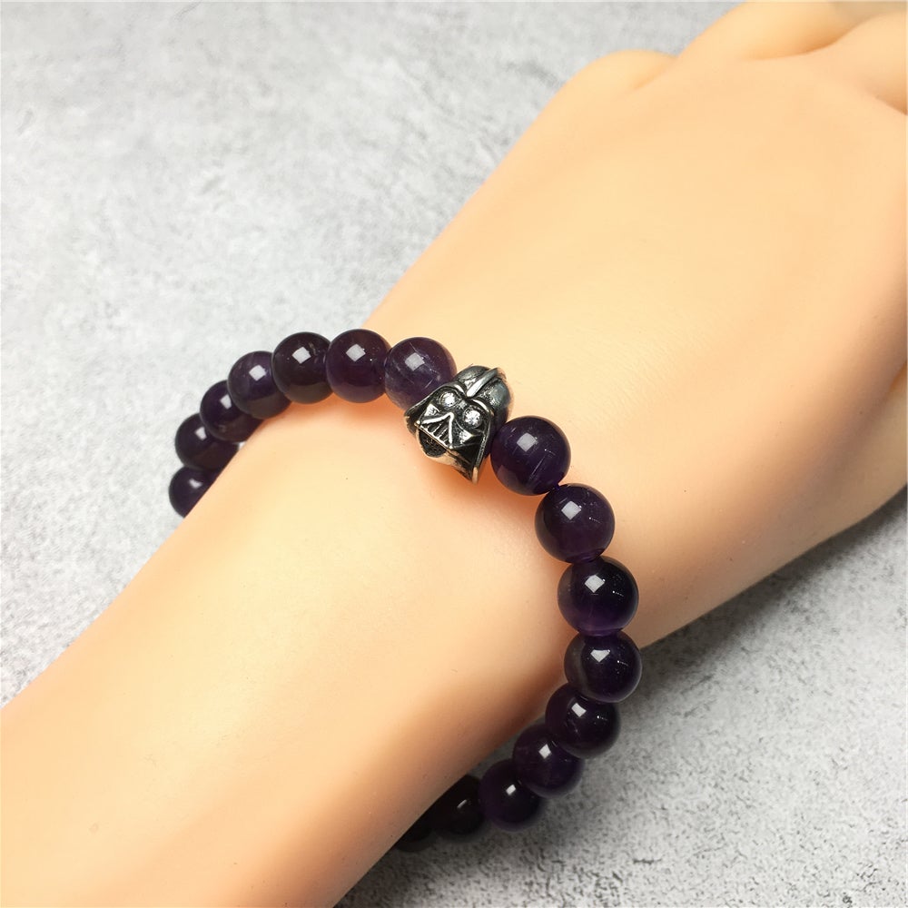 Imperial Darth Vader Charms Amethyst Beads Stone Jewellery Elastic Bracelets
