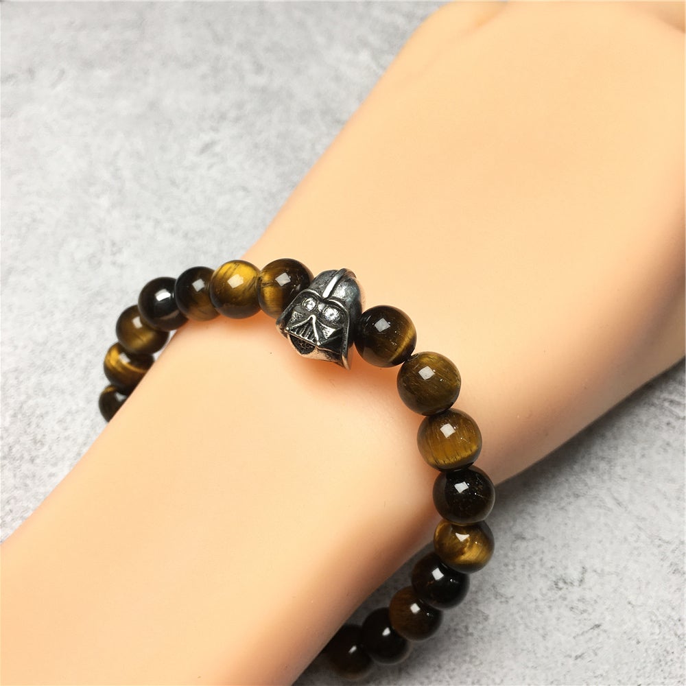 Imperial Darth Vader Charms Tiger Eye Beads Stone Jewellery Elastic Bracelets