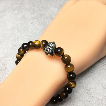 Imperial Darth Vader Charms Tiger Eye Beads Stone Jewellery Elastic Bracelets