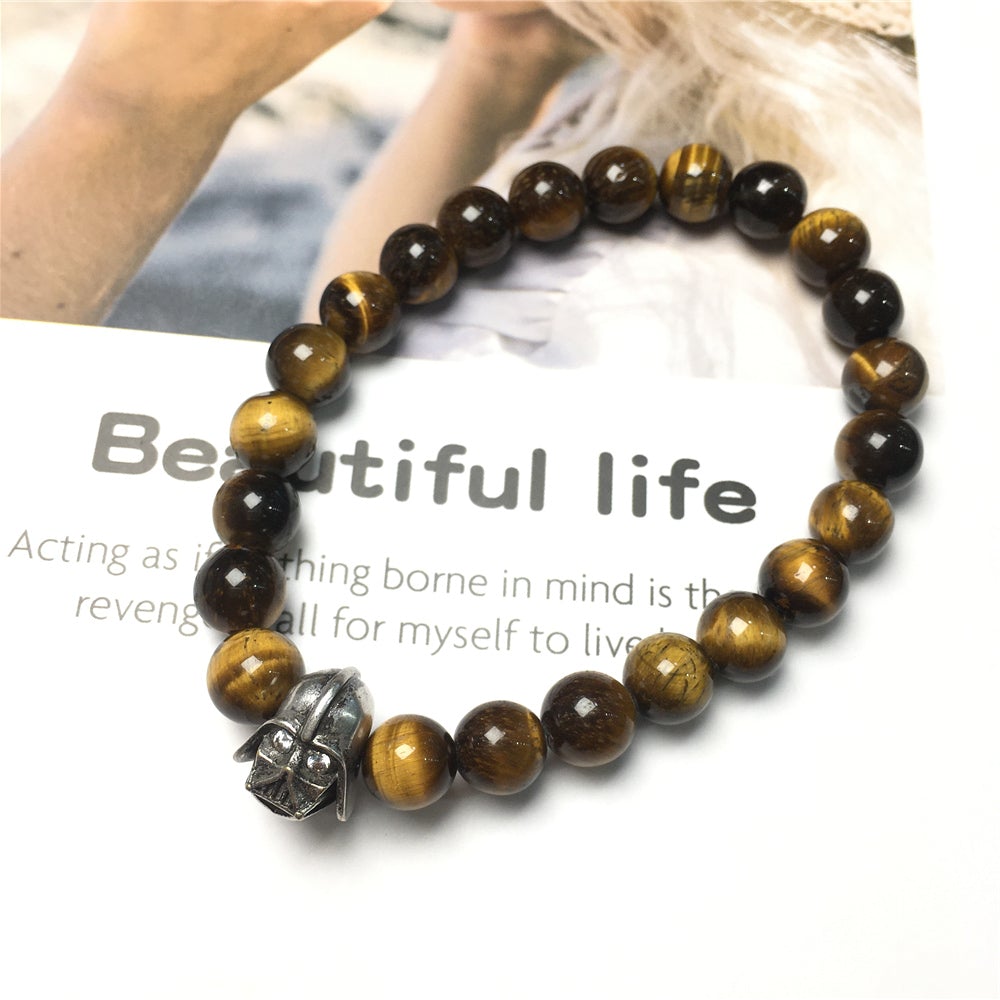 Imperial Darth Vader Charms Tiger Eye Beads Stone Jewellery Elastic Bracelets