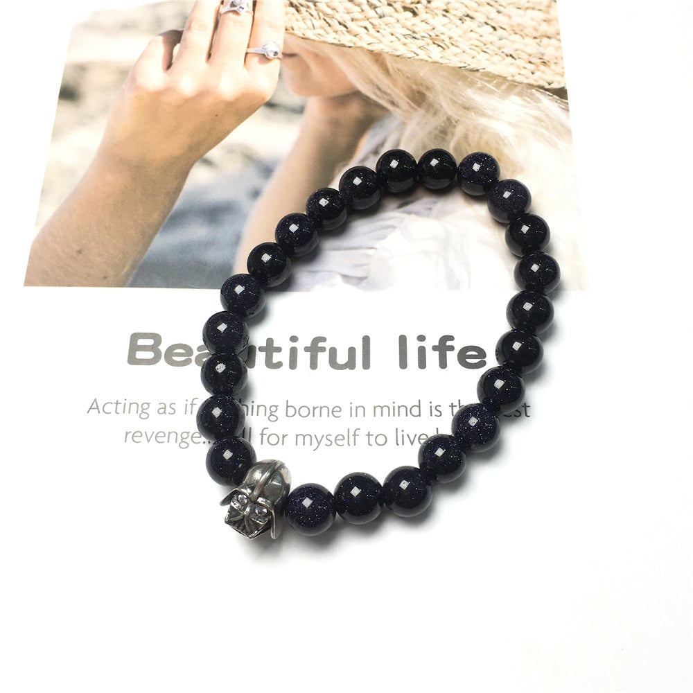 Imperial Darth Vader Charms Blue Sandstone Beads Stone Jewellery Elastic Bracelets