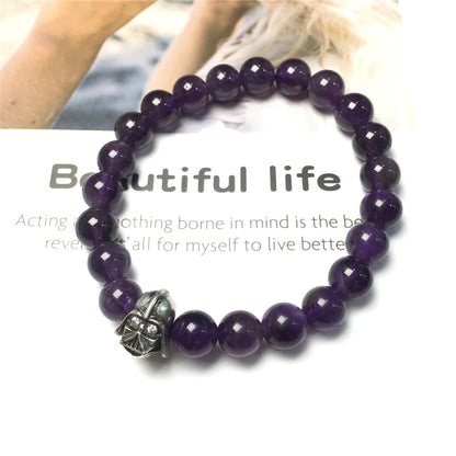 Imperial Darth Vader Charms Amethyst Beads Stone Jewellery Elastic Bracelets