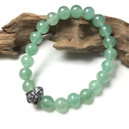 Green Adventurine Beads Gemstone with Imperial Darth Vader Charms Jewellery Elastic Handmade Bracelets