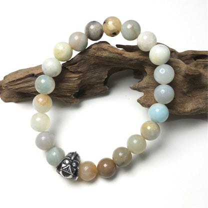 Amazonite Beads Gemstone with Imperial Darth Vader Charms Jewellery Elastic Handmade Bracelets