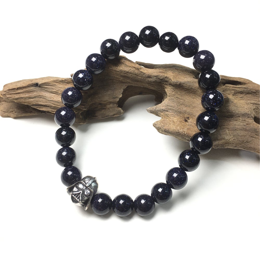 Imperial Darth Vader Charms Blue Sandstone Beads Stone Jewellery Elastic Bracelets