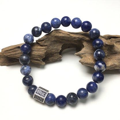Black Striped CZ Charms Sodalite Stone Beads Elastic Rope Handmade Bracelets