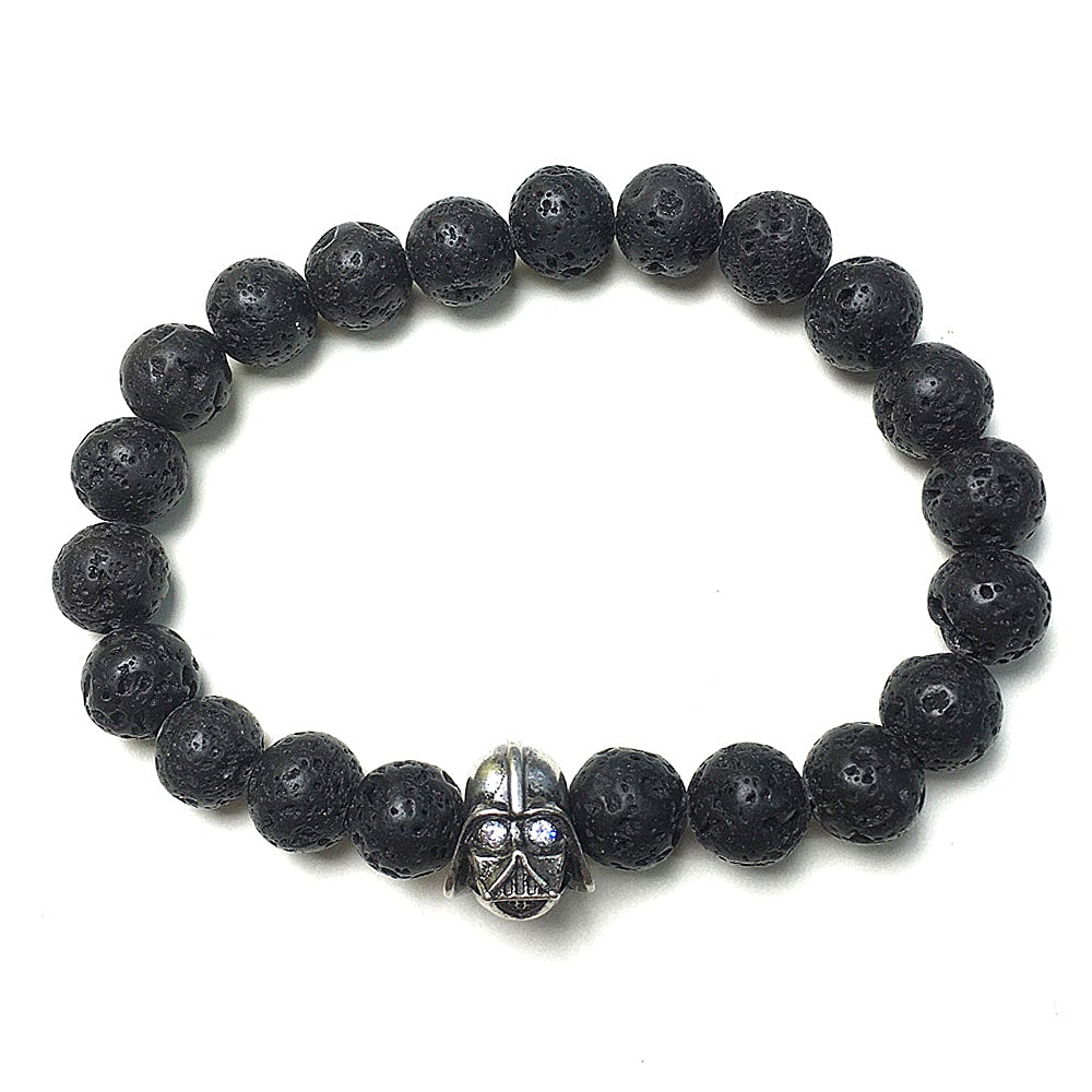 Lava Beads Gemstone with Imperial Darth Vader Charms Jewellery Elastic Handmade Bracelets