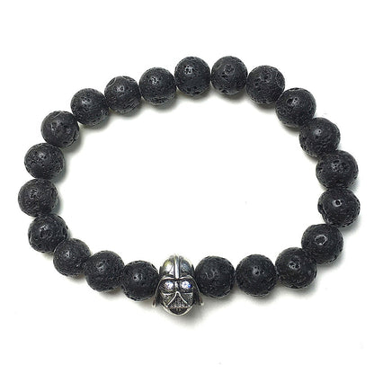 Lava Beads Gemstone with Imperial Darth Vader Charms Jewellery Elastic Handmade Bracelets