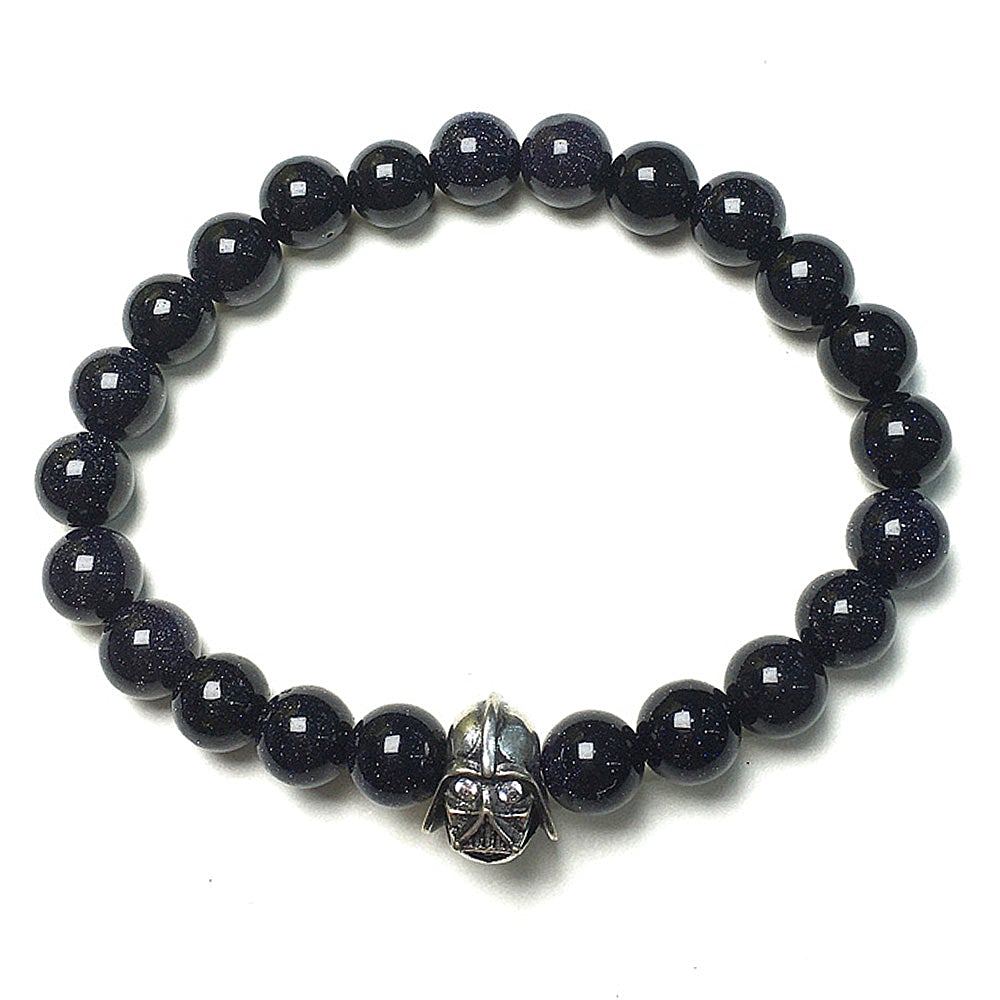 Imperial Darth Vader Charms Blue Sandstone Beads Stone Jewellery Elastic Bracelets