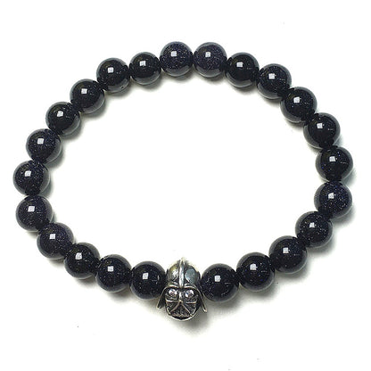 Imperial Darth Vader Charms Blue Sandstone Beads Stone Jewellery Elastic Bracelets