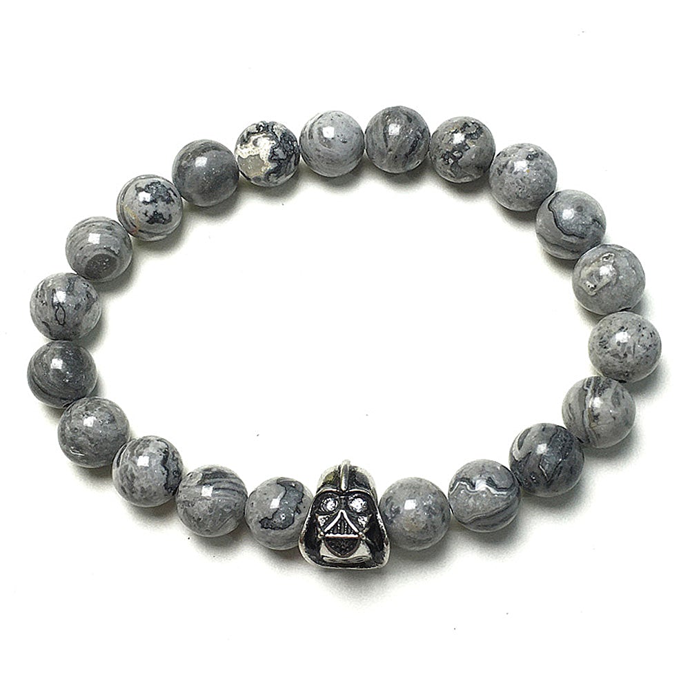Map Stone Beads Gemstone with Imperial Darth Vader Charms Jewellery Elastic Handmade Bracelets