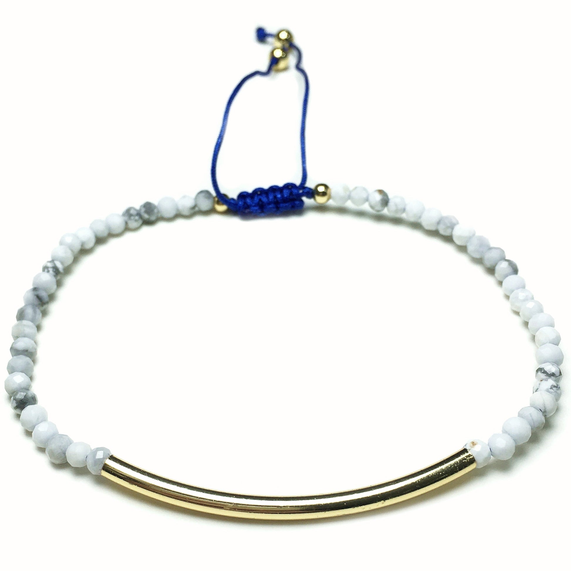 Faceted Howlite Beads Bracelet Adjustable Handmade Braid Rope Designer Bracelet