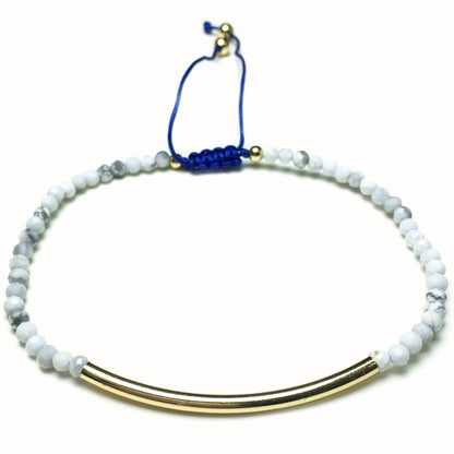 Faceted Howlite Beads Bracelet Adjustable Handmade Braid Rope Designer Bracelet