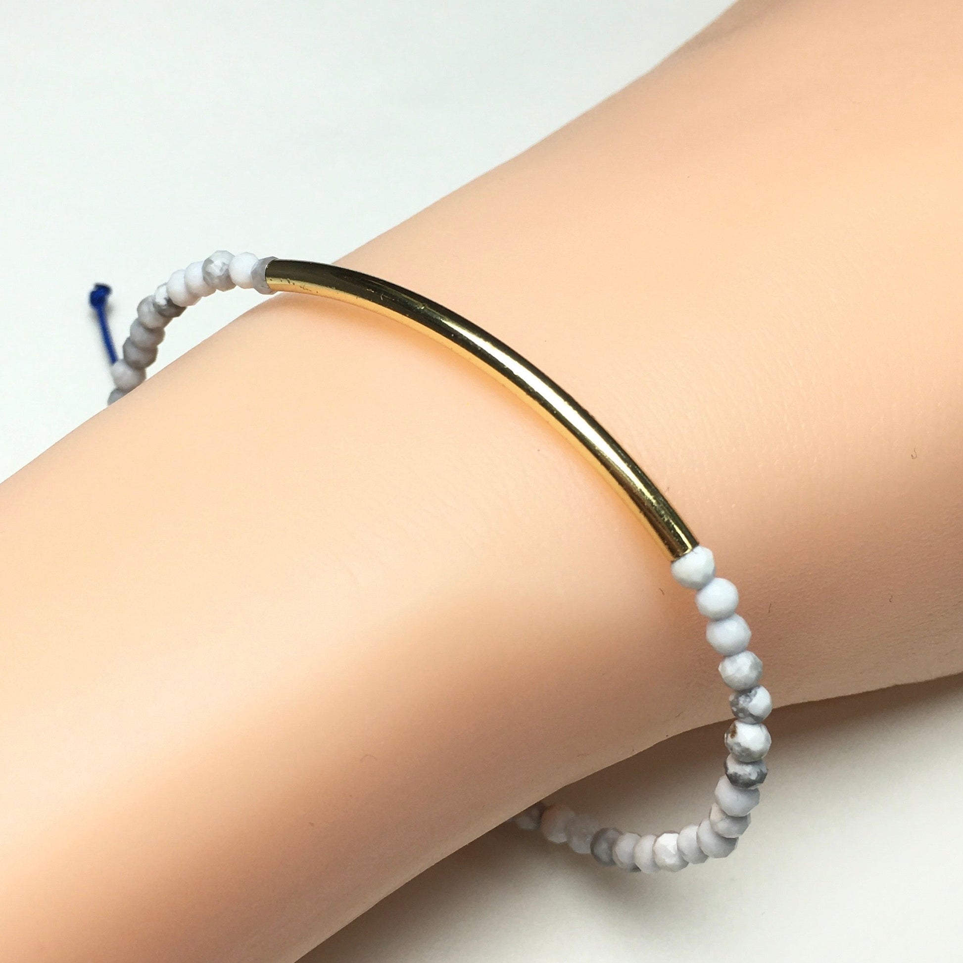 Faceted Howlite Beads Bracelet Adjustable Handmade Braid Rope Designer Bracelet