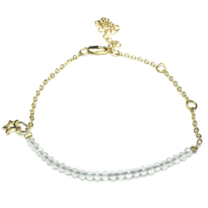 Clear Quartz Gemstone Linked Bracelet Custom Beads Adjustable Beads Stone Bracelet