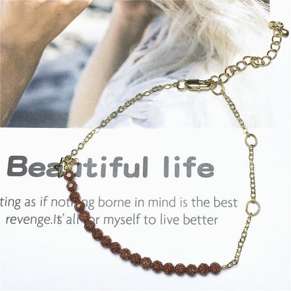 Gold Sandstone Goldstone Linked Bracelet Custom Beads Adjustable Beads Stone Bracelet