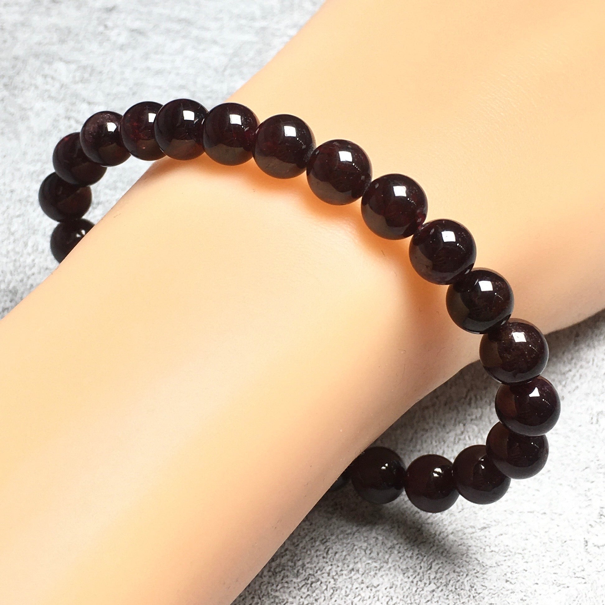 Natural Garnet Gemstone Beads Handmade Stretchy Bracelet