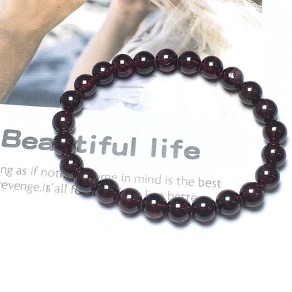 Natural Garnet Gemstone Beads Handmade Stretchy Bracelet