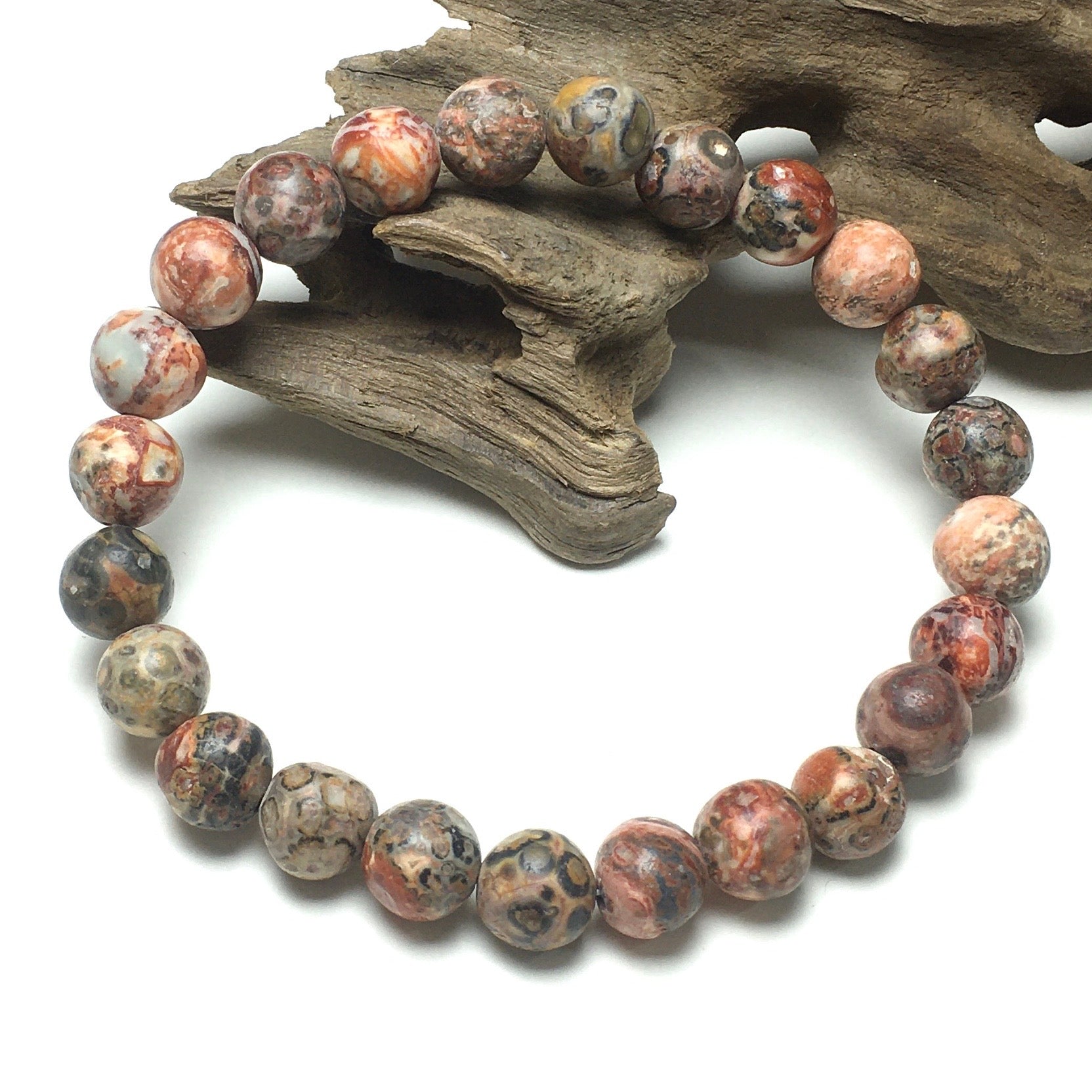 Red Leopard Jasper Gemstone Round Beaded Stone Bracelet