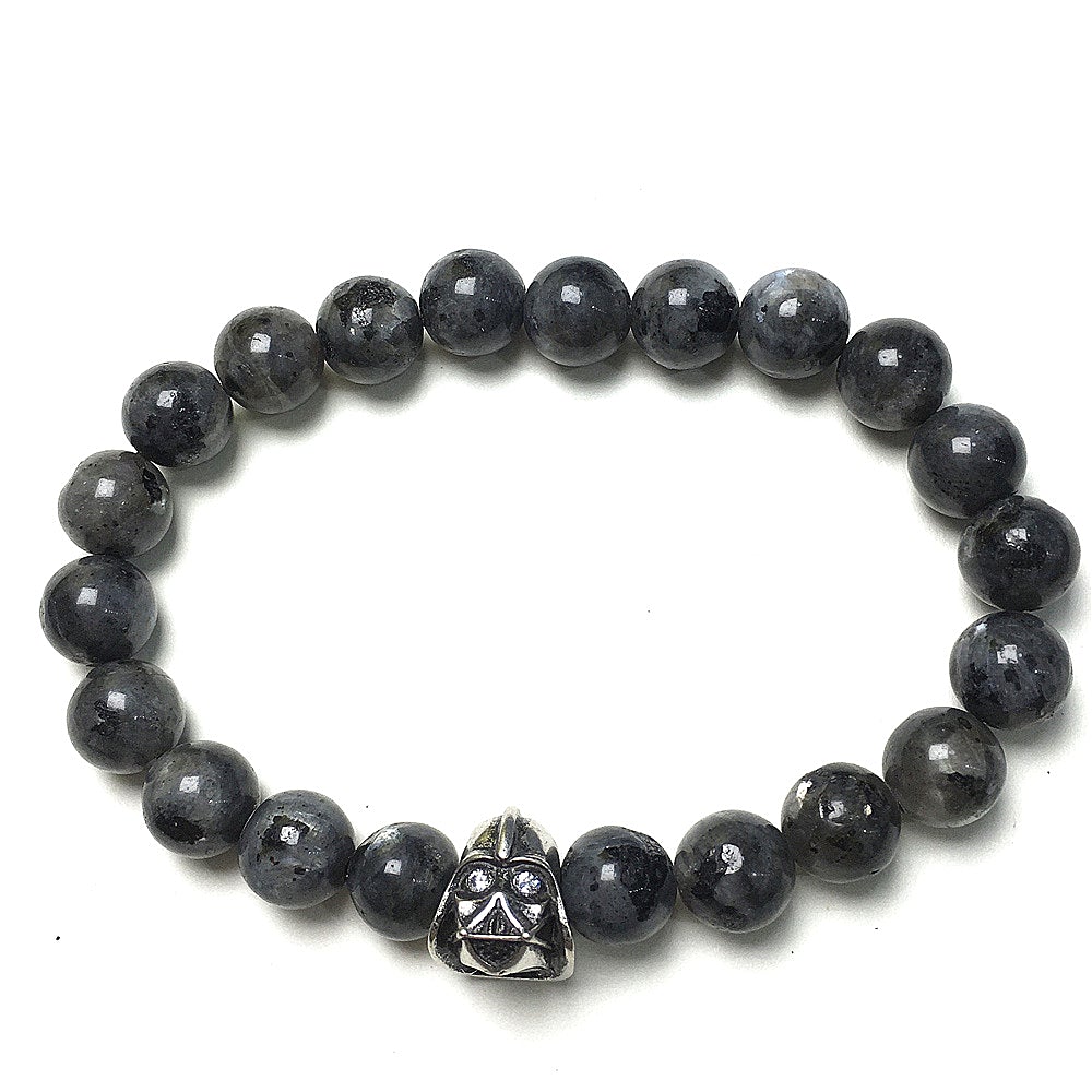Labradorite Beads Gemstone with Imperial Darth Vader Charms Jewellery Elastic Handmade Bracelets