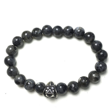 Labradorite Beads Gemstone with Imperial Darth Vader Charms Jewellery Elastic Handmade Bracelets