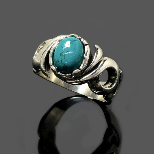 Wave Oval Turquoise Meditation Anxiety Ring