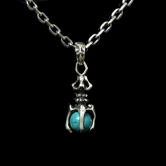 Round Shape Turquoise Sterling Silver Pendant