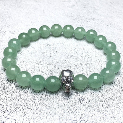 Green Adventurine Stretch Bracelet Natural Round Beads Semi Precious Gemstone Elastic Beaded Bracelet