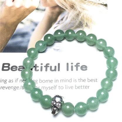 Green Adventurine Stretch Bracelet Natural Round Beads Semi Precious Gemstone Elastic Beaded Bracelet