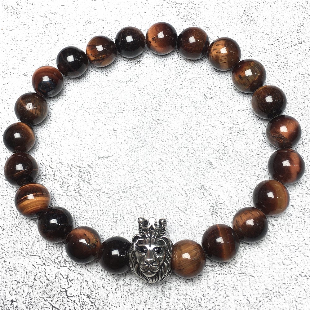 Natural Red Tiger Eyes Gemstone Bracelet Beaded Adjustable Bracelet Lion King Design