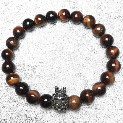Natural Red Tiger Eyes Gemstone Bracelet Beaded Adjustable Bracelet Lion King Design