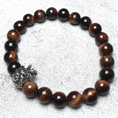 Natural Red Tiger Eyes Gemstone Bracelet Beaded Adjustable Bracelet Lion King Design