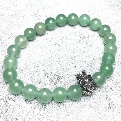 Natural Green Adventurine Gemstone Bracelet Beaded Adjustable Bracelet Lion King Design