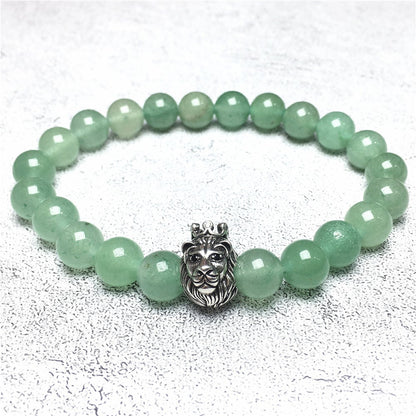 Natural Green Adventurine Gemstone Bracelet Beaded Adjustable Bracelet Lion King Design